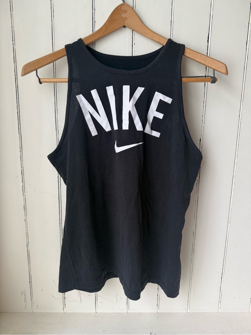 Nike Black Tank Top With White Spell Out Logo